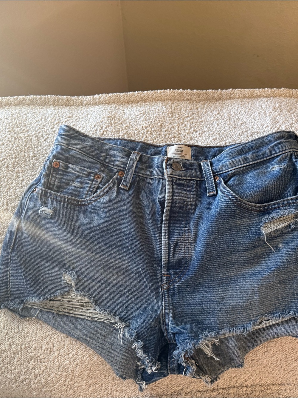 Levi's Distressed Denim Cutoff Shorts - Blue